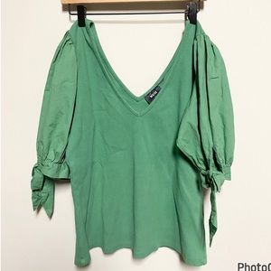 Maeve Green V-Neck Blouse